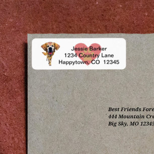 Pret adreslabel met gouden retriever etiket