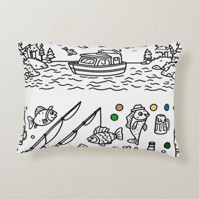 Pret-avontuur Doodle Kunst Accent Kussen (Achterkant)
