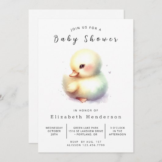 Pret Baby Shower met digitale eend Kaart (Voorkant / Achterkant)