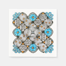 Pret blue en oranje geometrisch Doodle