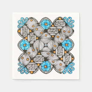 Pret blue en oranje geometrisch Doodle Servet