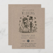 Pret Bruiloft Cartoon Bruid Bruidegom Handgetekend (Voorkant / Achterkant)