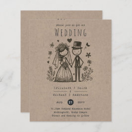 Pret Bruiloft Cartoon Bruid Bruidegom Handgetekend