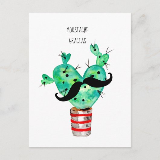 Pret Cactus Dank Je Snor Briefkaart (Voorkant)