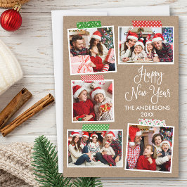 Pret Calligrafie Kraft Gelukkig Nieuwjaar Ambachts Feestdagenkaart