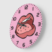 Pret-cartoon geopende mond en lippen grote klok (Hoek)