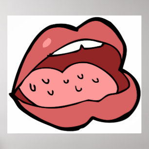Pret-cartoon open mond en lippen poster