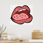 Pret-cartoon open mond en lippen poster (Keuken)