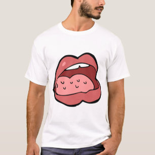Pret-cartoon open mond en lippen t-shirt