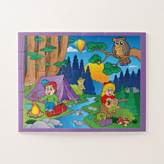 Pret-cartoons kamperen legpuzzel (Horizontaal)
