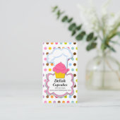 Pret cupcake & bakkershoed visitekaartje (Staand voorkant)
