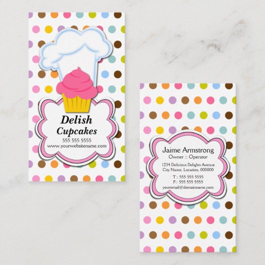 Pret cupcake & bakkershoed visitekaartje (Voorkant / Achterkant)