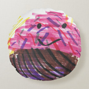 Pret cupcake & regenboog rond kussen