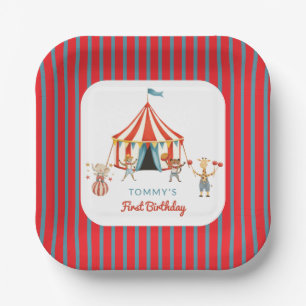 Pret  Dieren Circus Tent Eerste Verjaardag Papieren Bordje