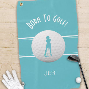 Pret Elegante Golfer Sport Silhouet Groen Turkoois Golfhanddoek
