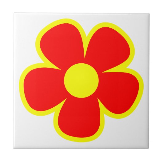 Pret en funky 60s 70s retro bloem tegeltje (Voorkant)