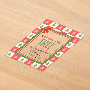Pret en Kleurrijke Handgetekende Kerstbomen Acryl Uitnodigingen