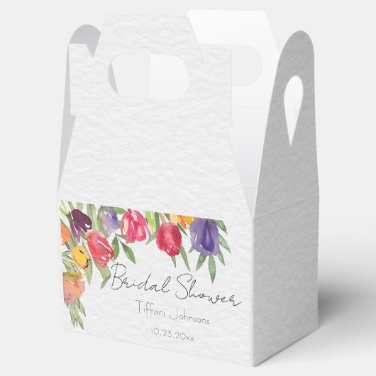 Pret en Kleurrijke Tulpen en Groene Bruiloftsdouch Bedankdoosjes (Geopend)
