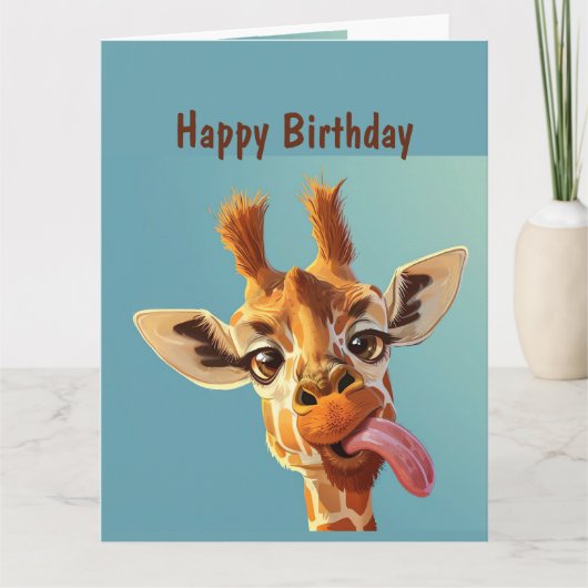 Pret Fun Dier Humor Giraffe Verjaardag Kaart (Voorkant)