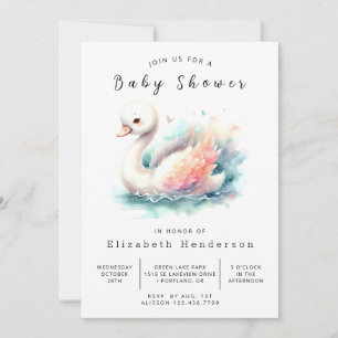 Pret Functie Bewerkbare Zwaan Baby Shower Kaart