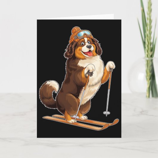 Pret hond genietend van skiën kaart (Voorkant)