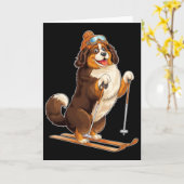 Pret hond genietend van skiën kaart (Gele Bloem)