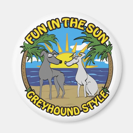 PRET IN DE ZON GREYHOUND STIJL MAGNEET (Voorkant)