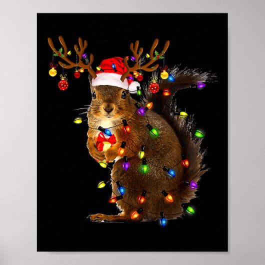 Pret Kerstboom Lichtjes Rendier Kerstman Poster (Voorkant)