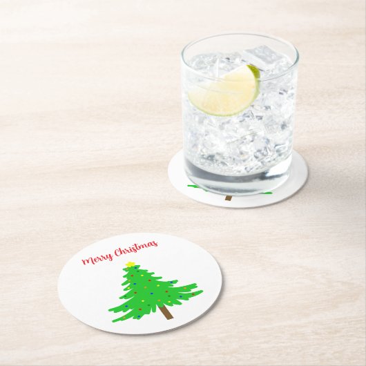 Pret Kerstmis Bomen Ronde Kartonnen Onderzetter (Insitu)