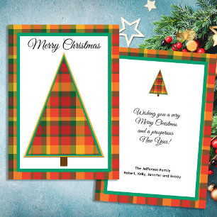 Pret Kerstmis Plat Kaart met Plaid Motief