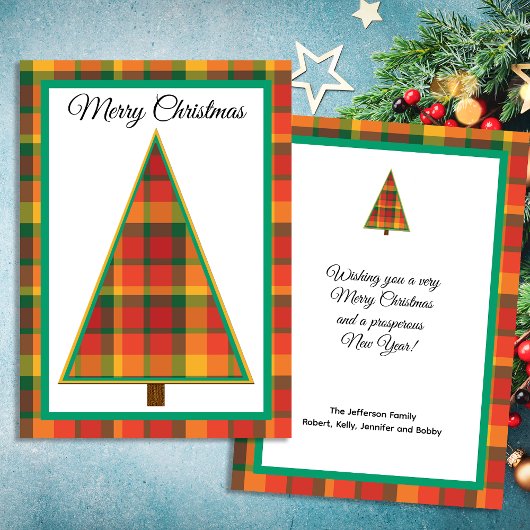 Pret Kerstmis Plat Kaart met Plaid Motief