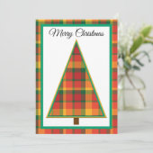 Pret Kerstmis Plat Kaart met Plaid Motief (Staand voorkant)