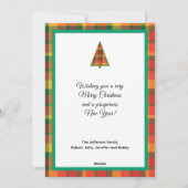 Pret Kerstmis Plat Kaart met Plaid Motief (Achterkant)