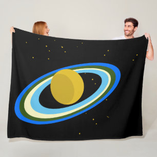 Pret Kleurrijke Planeet Saturnus Ringen Sterren Bu Fleece Deken