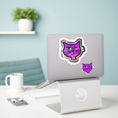 Pret Kosmos Glitter Knipogende Kat Sticker (Laptop op bureau)