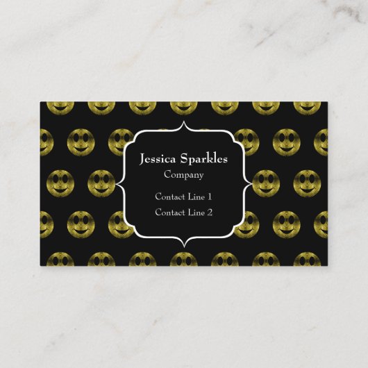 Pret leuk gouden zwart smileys polka stippen patro visitekaartje (Achterkant)