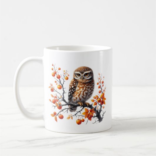 Pret leuk herfstseizoen uil monogram koffiemok (Links)