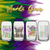 Pret Mardi Gras-ontwerpen Gedrukt Blik Glas Set