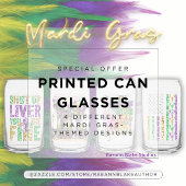 Pret Mardi Gras-ontwerpen Gedrukt Blik Glas Set