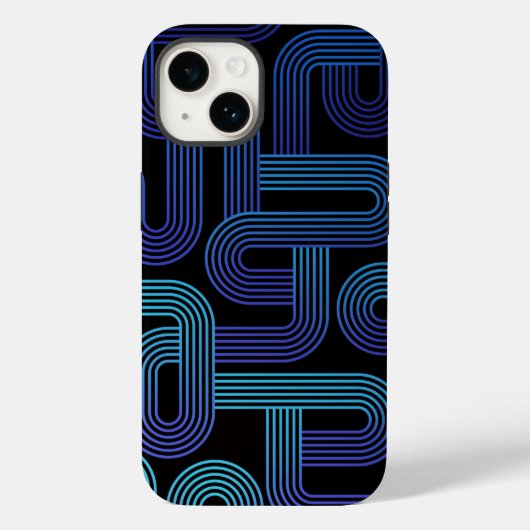 Pret moderne abstract paarsblauw doolhofpatroon Case-Mate iPhone case (Achterkant)