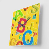 Pret moderne kleurrijke ABC Vierkante Klok (Hoek)