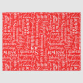 Pret Moderne Rode Kerst Script Decoupage Tissuepapier (Voorkant)
