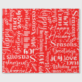 Pret Moderne Rood & Wit Kerst Script Cadeaupapier (Vlak)