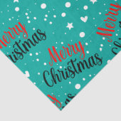Pret Moderne Teal Gelukkig Kerstmis Script Decoupa Tissuepapier (Detail)