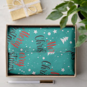 Pret Moderne Teal Gelukkig Kerstmis Script Decoupa Tissuepapier (Geschenk)