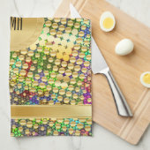 Pret Psychedelisch met Splatter van Gouden Stip Theedoek (Quarter Fold)