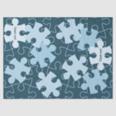 Pret puzzelstuk in het blauw "Dank je!" Tissuepapier (Voorkant)