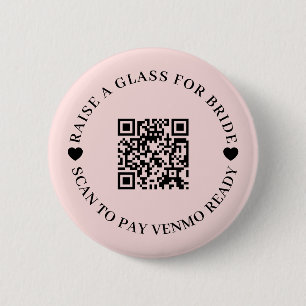 Pret QR Code vrijgezellenfeest bruid ontwerp Ronde Button 5,7 Cm