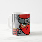 Pret rood ninja-ontwerp koffiemok (Voorkant links)