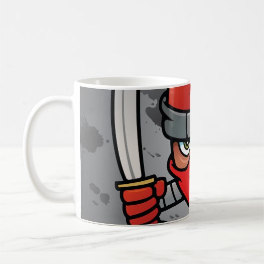 Pret rood ninja-ontwerp koffiemok (Links)
